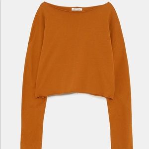 BLACK Long sleeve cropped sweatshirt